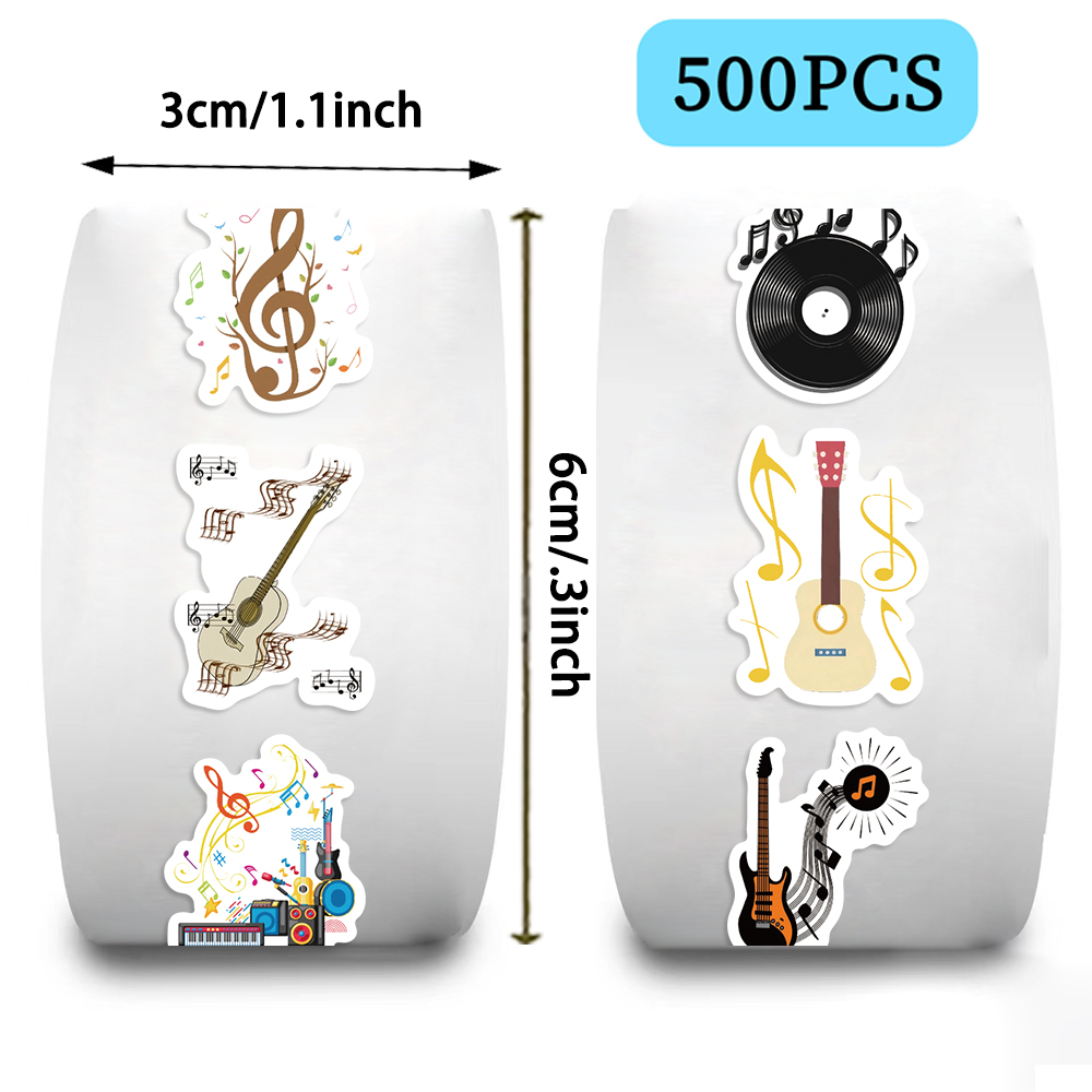500 Buah Stiker Tema Musik Gul - Musical Instrument Old ulasan dan harga